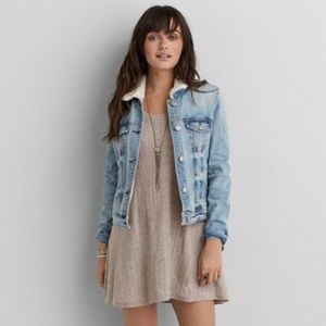 sherpa denim jacket american eagle